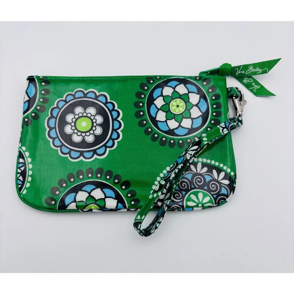Vera Bradley Cupcakes Green Wristlet Zip Cosmetic Travel Clutch Retired Print - Picture 4 of 7